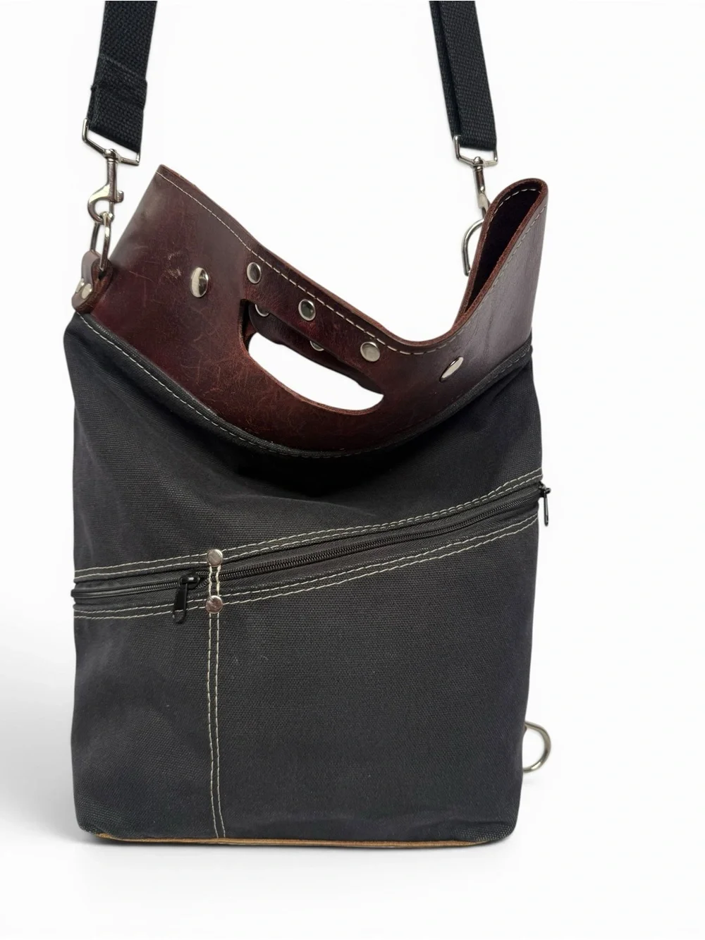 Xobruno Made in Oregon Canvas Leather Convertible Backpack Tote